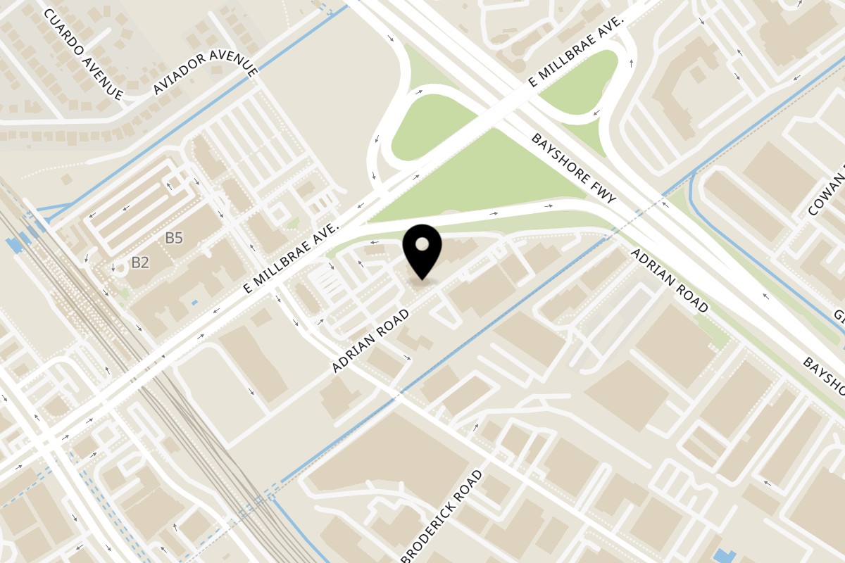 Map showing the location of Cafe Istanbul on 360 Adrian Rd in Millbrae